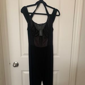 Black jumpsuit with mesh detailing